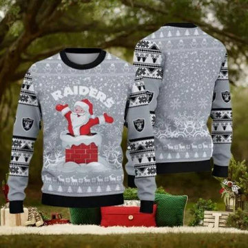 Las Vegas Raiders Santa Claus Ugly Christmas Sweater, NFL Chritsmas Sweater Moonbestprint