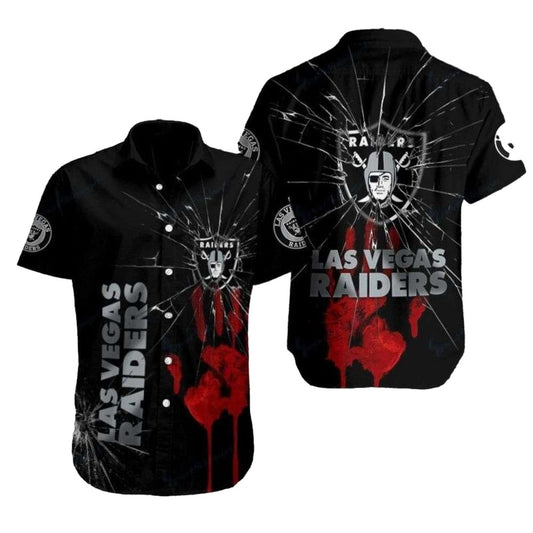 Las Vegas Raiders Scarlet Splash Hand Halloween Hawaiian Shirt - Moonbestprint