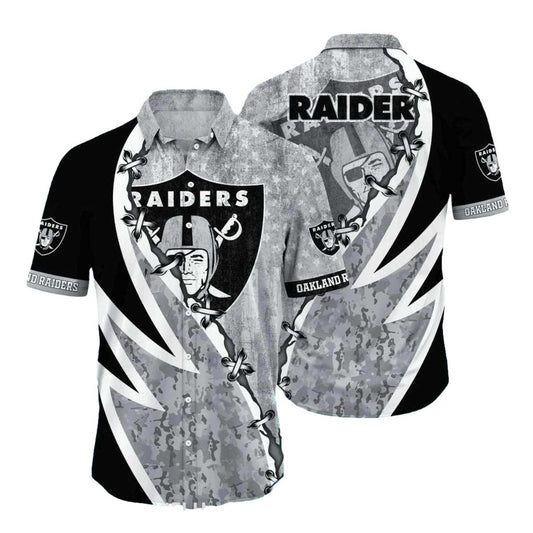 Las Vegas Raiders Shield Camo Pattern Hawaiian Shirt - Moonbestprint