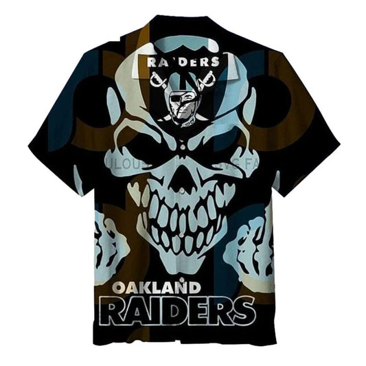 Las Vegas Raiders Skull Face Graphic Hawaiian Shirt - Moonbestprint