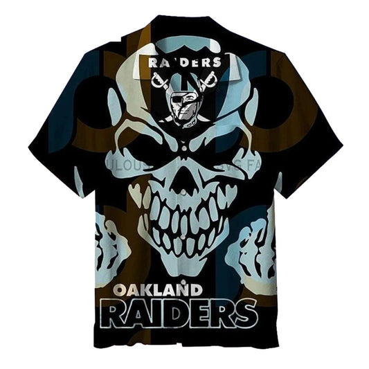 Las Vegas Raiders Skull Face Graphic Hawaiian Shirt - Moonbestprint