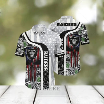 Las Vegas Raiders Skull Halloween Hawaiian Shirt, NFL Hawaiian Shirt Moonbestprint