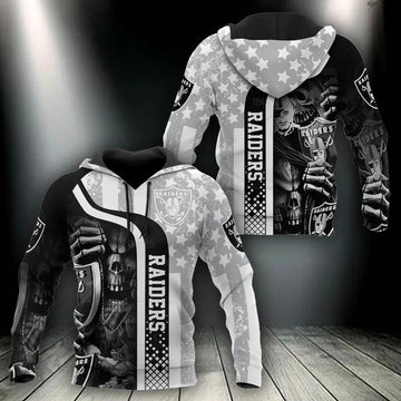Las Vegas Raiders Skull NFL 3D Hoodie, NFL Hoodie Moonbestprint