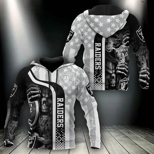 Las Vegas Raiders Skull NFL 3D Hoodie, NFL Hoodie Moonbestprint