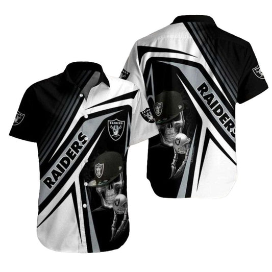 Las Vegas Raiders Skull With Hat Halloween Hawaiian Shirt - Moonbestprint