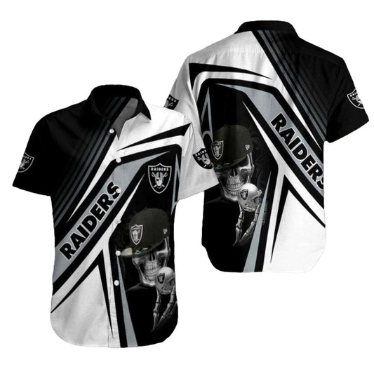 Las Vegas Raiders Skull With Hat Halloween Hawaiian Shirt - Moonbestprint