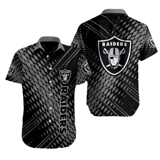 Las Vegas Raiders Sleek Silver And Black Hawaiian Shirt - Moonbestprint
