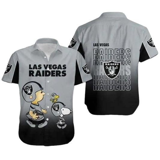Las Vegas Raiders Snoopy And Woodstock Fans Hawaiian Shirt - Moonbestprint