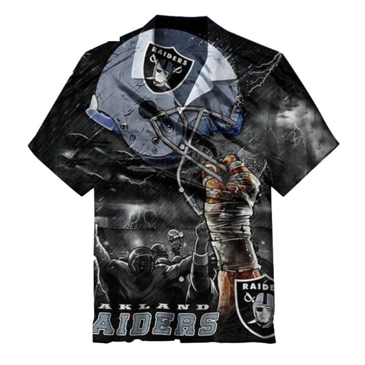Las Vegas Raiders Stormy Football Helmet Hawaiian Shirt - Moonbestprint