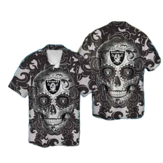 Las Vegas Raiders Tattoo Skull Hawaiian Shirt - Moonbestprint
