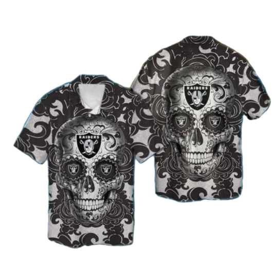 Las Vegas Raiders Tattoo Skull Hawaiian Shirt - Moonbestprint