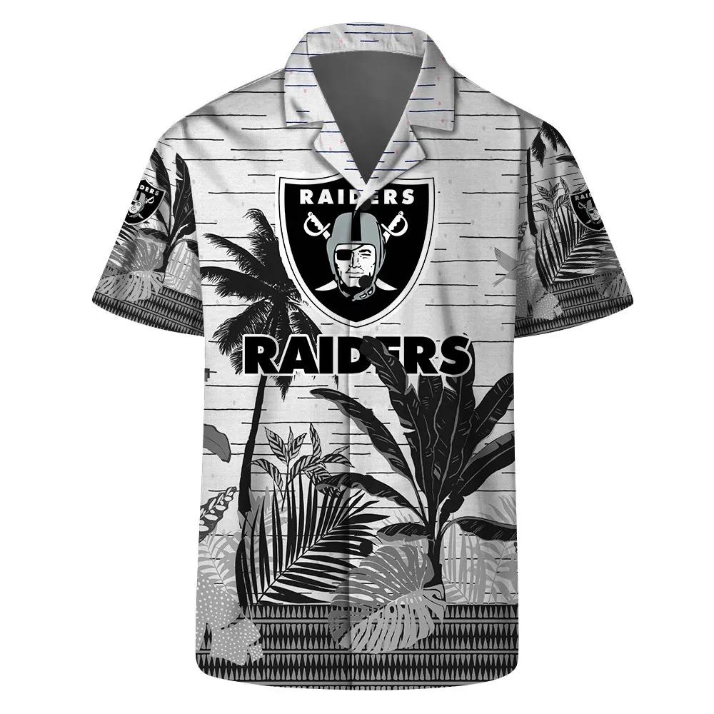 Las Vegas Raiders Team Logo Pattern Aloha Colorful Retro Hawaiian Shirt, NFL Hawaiian Shirt Moonbestprint