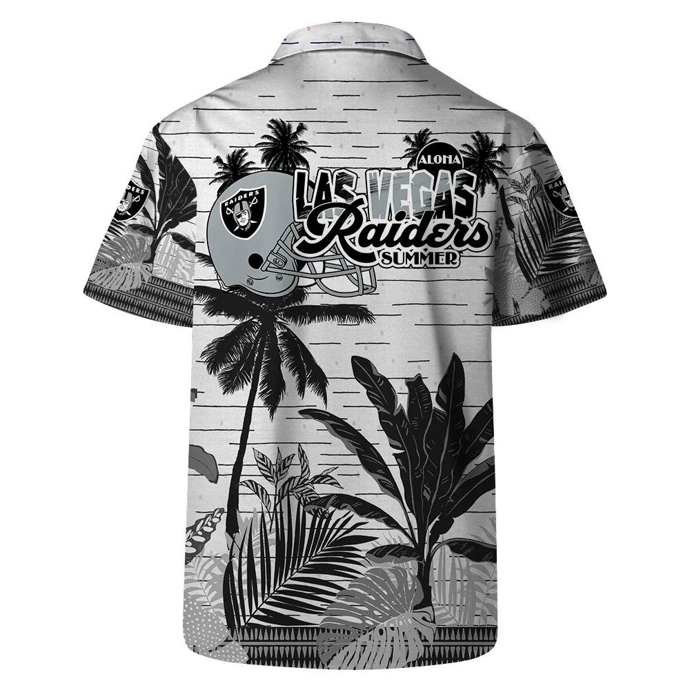 Las Vegas Raiders Team Logo Pattern Aloha Colorful Retro Hawaiian Shirt, NFL Hawaiian Shirt Moonbestprint