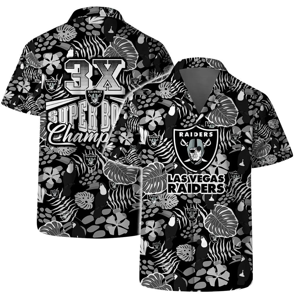Las Vegas Raiders Team Logo Pattern Champions Hawaiian Shirt, NFL Hawaiian Shirt Moonbestprint
