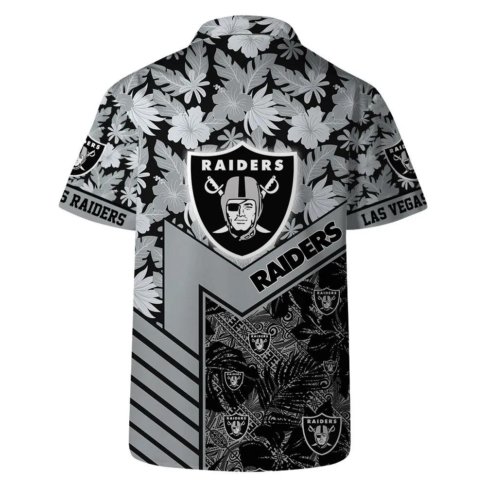 Las Vegas Raiders Team Logo Pattern Hibiscus Flower Hawaiian Shirt, NFL Hawaiian Shirt Moonbestprint