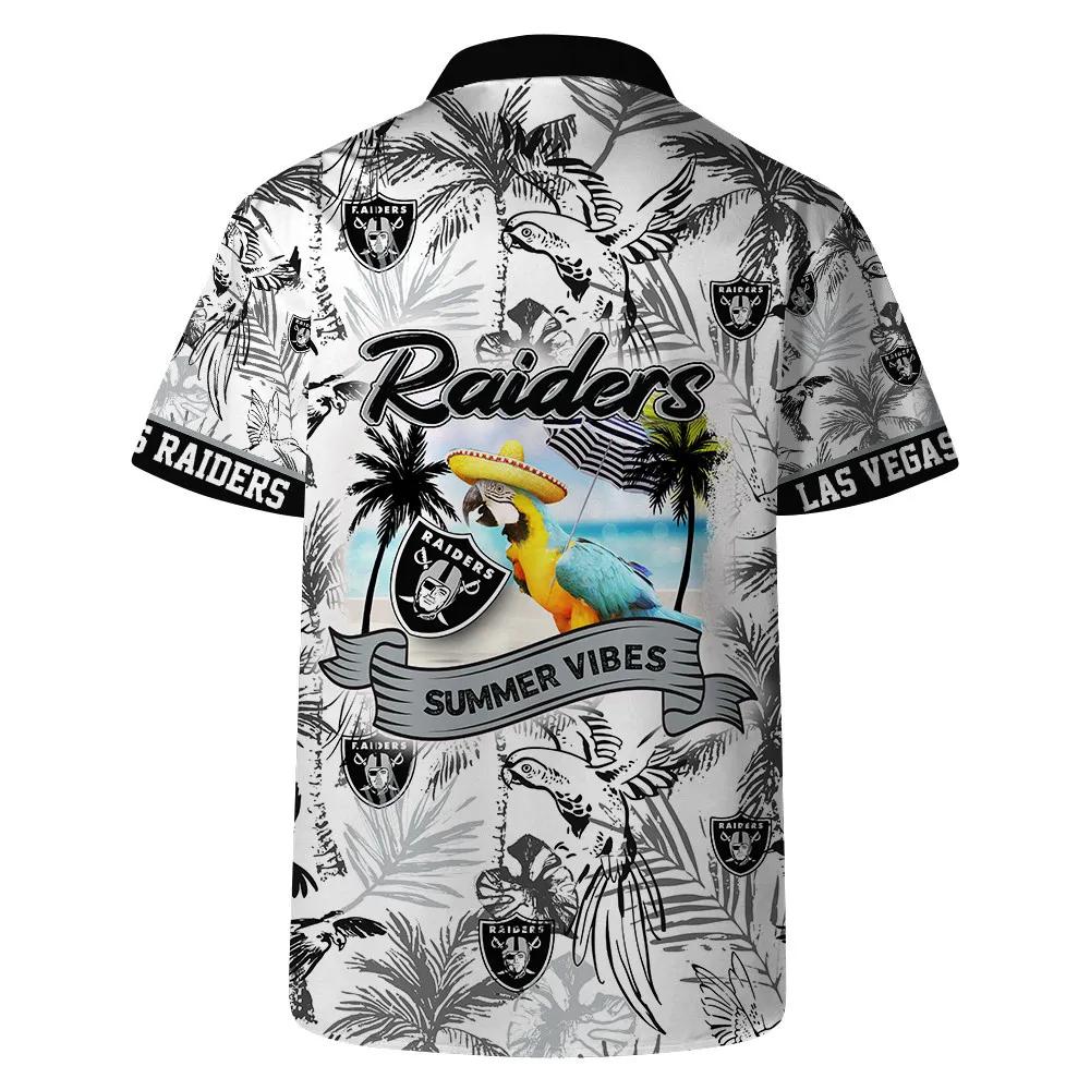 Las Vegas Raiders Team Logo Pattern Parrot Beach Hawaiian Shirt, NFL Hawaiian Shirt Moonbestprint