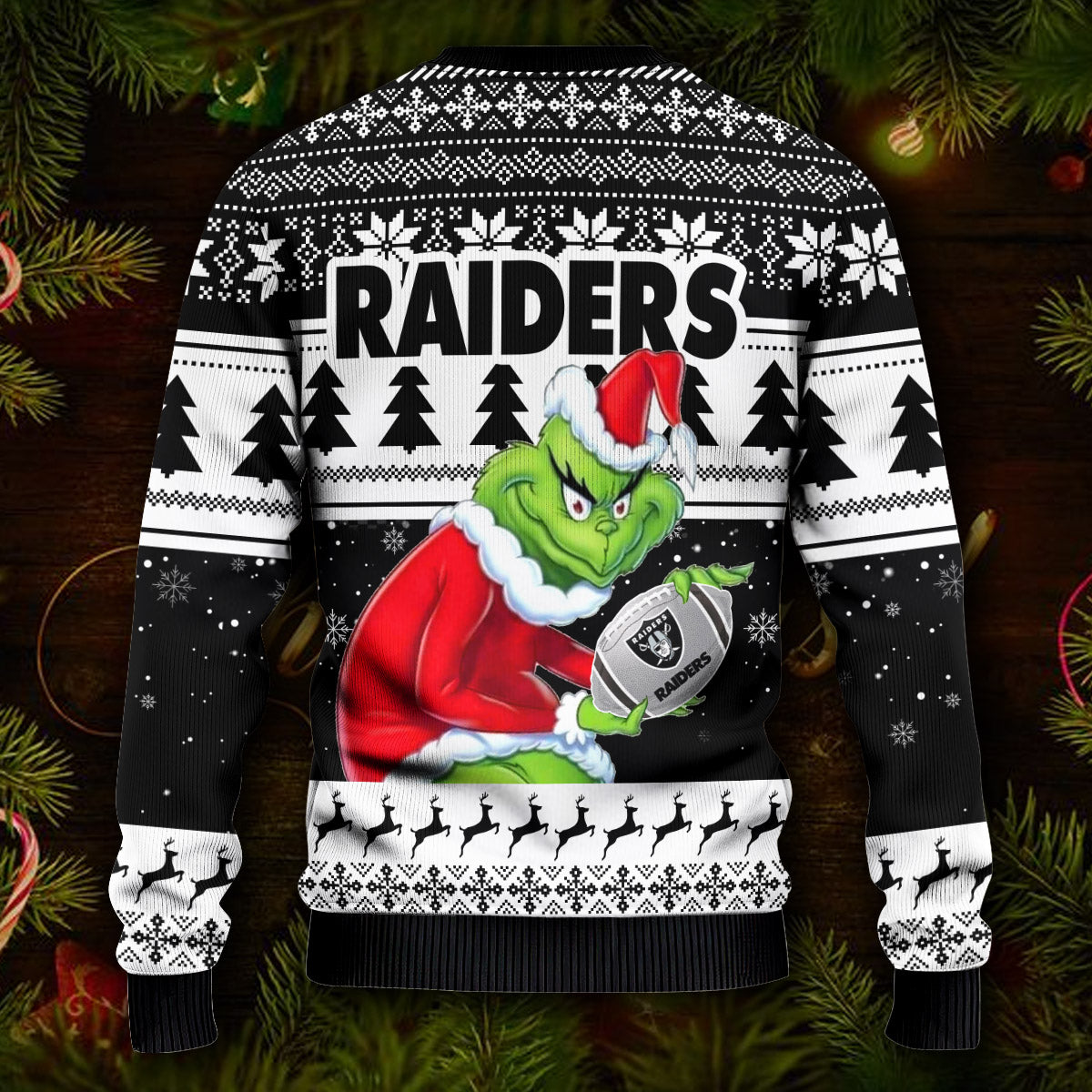 Las Vegas Raiders The Grinch Ugly Christmas Sweater Moonbestprint