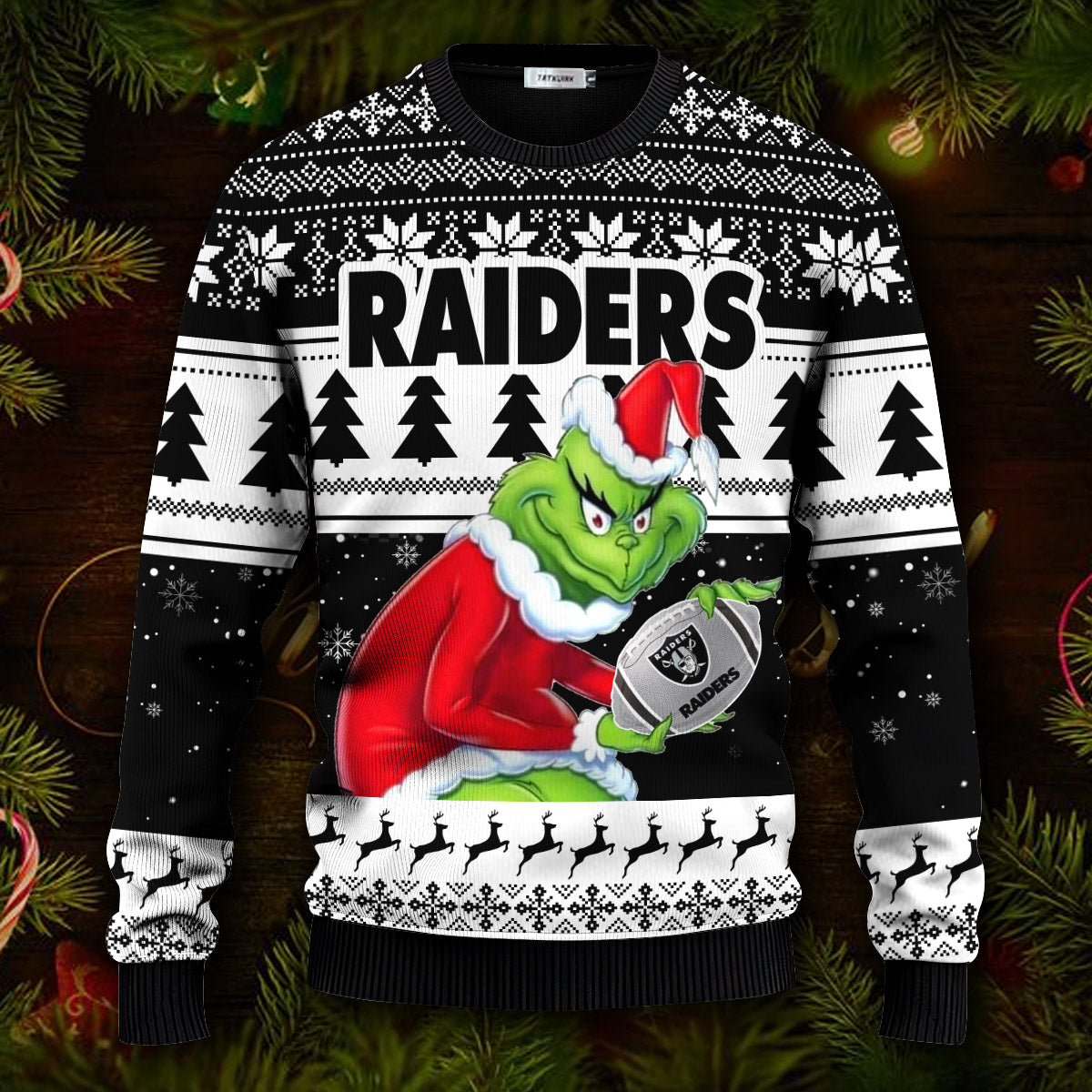 Las Vegas Raiders The Grinch Ugly Christmas Sweater Moonbestprint