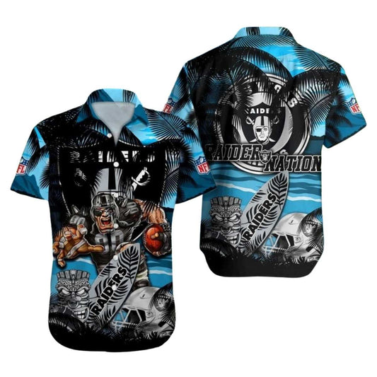 Las Vegas Raiders Tiki Warrior Beach Hawaiian Shirt - Moonbestprint