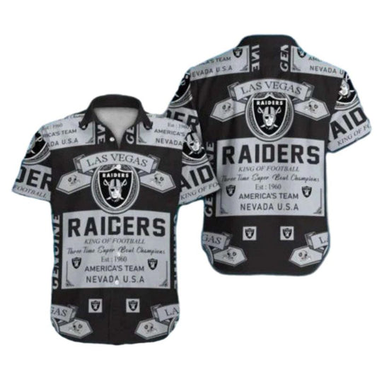 Las Vegas Raiders Vintage Graphic And Team Pride Hawaiian Shirt - Moonbestprint