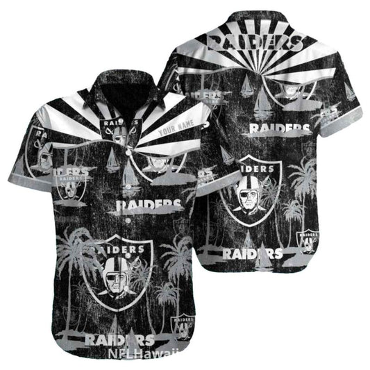 Las Vegas Raiders Vintage Palm Tree Sunburst Hawaiian Shirt - Moonbestprint