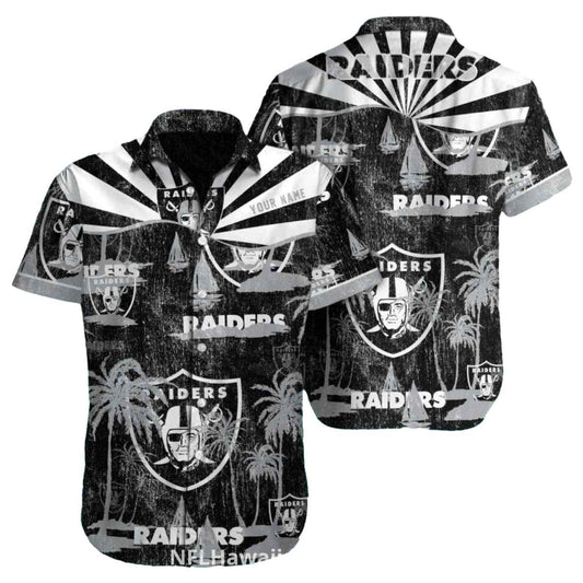 Las Vegas Raiders Vintage Palm Tree Sunburst Hawaiian Shirt - Moonbestprint