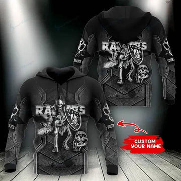 Las Vegas Raiders Warrior Skeleton Personalized 3D Hoodie, NFL Hoodie Moonbestprint