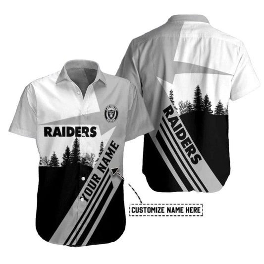 Las Vegas Raiders Wilderness Spirit Black And White Hawaiian Shirt - Moonbestprint