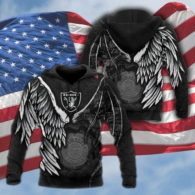 Las Vegas Raiders Wings 3D Hoodie, NFL Hoodie Moonbestprint
