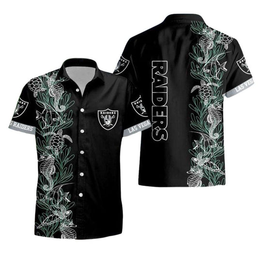 Las Vegas Raiders Urtle Seaweed Pattern Hawaiian Shirt - Moonbestprint