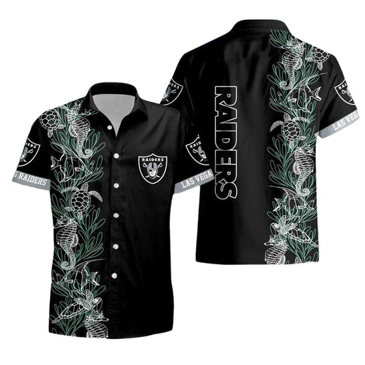 Las Vegas Raiders Urtle Seaweed Pattern Hawaiian Shirt - Moonbestprint