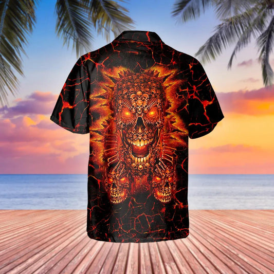 Lava Skull Hell Hawaiian Shirt, Hawaiian Button Up Shirt, Tropical Shirts For Men Moonbestprint