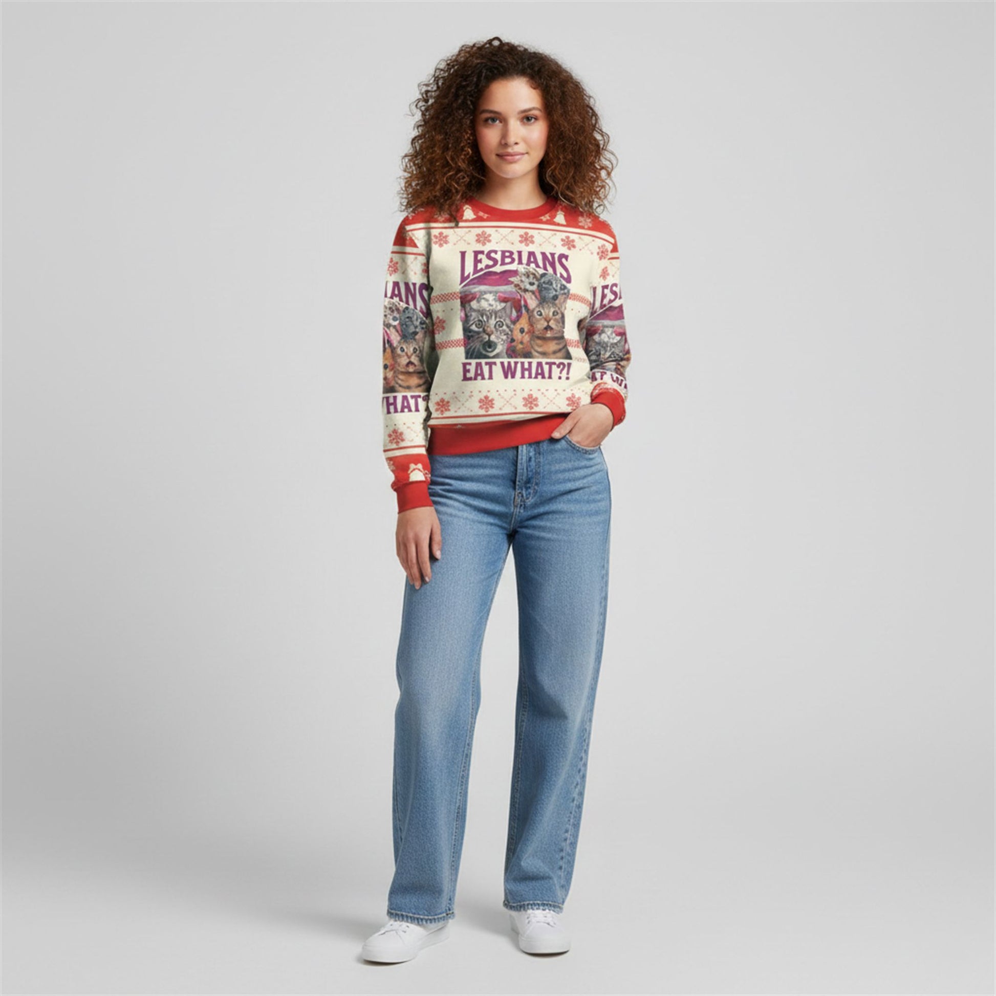 Lesbians Eat What Cat Ugly Sweater 2026 Christmas - Moonbestprint