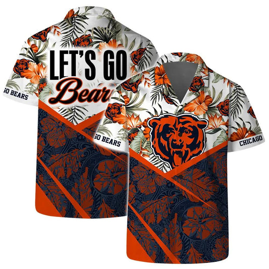 Let’s Go Chicago Bears Team Logo Pattern Hawaiian Shirt, NFL Hawaiian Shirt Moonbestprint