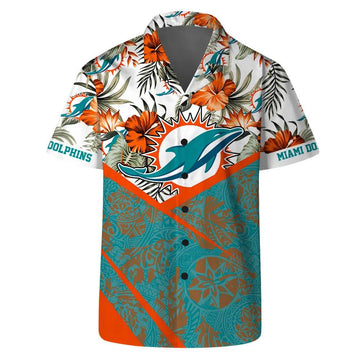 Let’s Go Miami Dolphins Team Logo Pattern Hawaiian Shirt, NFL Hawaiian Shirt Moonbestprint