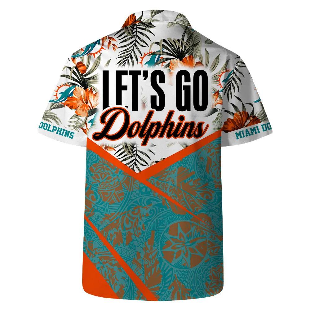 Let’s Go Miami Dolphins Team Logo Pattern Hawaiian Shirt, NFL Hawaiian Shirt Moonbestprint