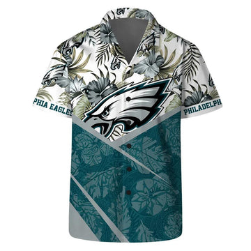 Let’s Go Philadelphia Eagles Team Logo Pattern Hawaiian Shirt, NFL Hawaiian Shirt Moonbestprint