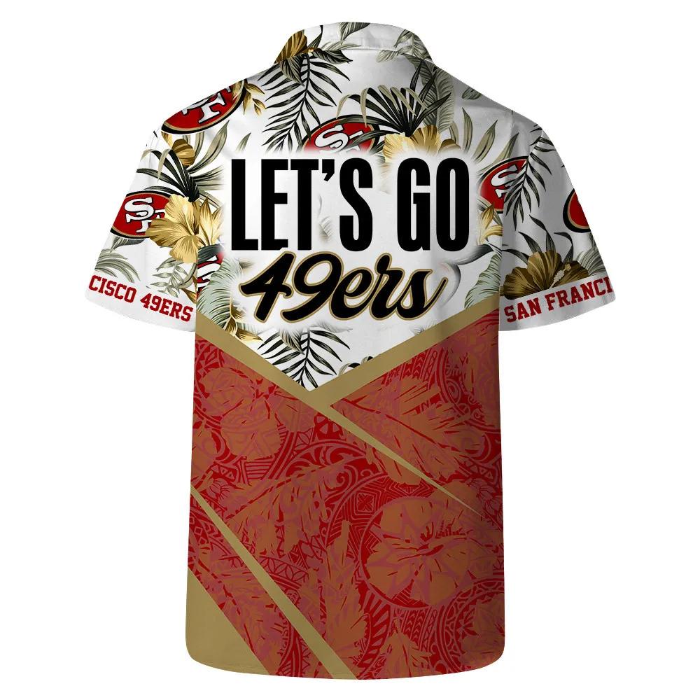Let’s Go San Francisco 49ers Team Logo Pattern Hawaiian Shirt, NFL Hawaiian Shirt Moonbestprint