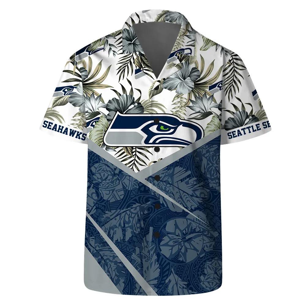 Let’s Go Seattle Seahawks Team Logo Pattern Hawaiian Shirt, NFL Hawaiian Shirt Moonbestprint
