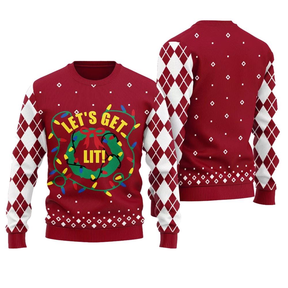 Let's Get Lit Ugly Christmas Sweater - Moonbestprint