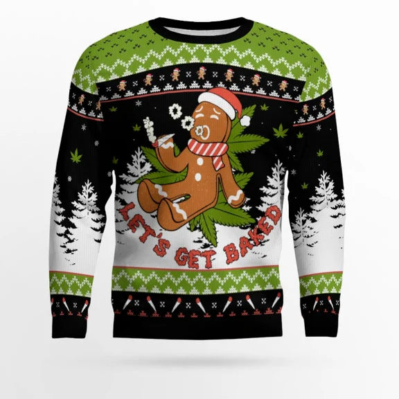 Let's Get Baked 420 Marijuana Christmas Ugly Sweater – Moonbestprint