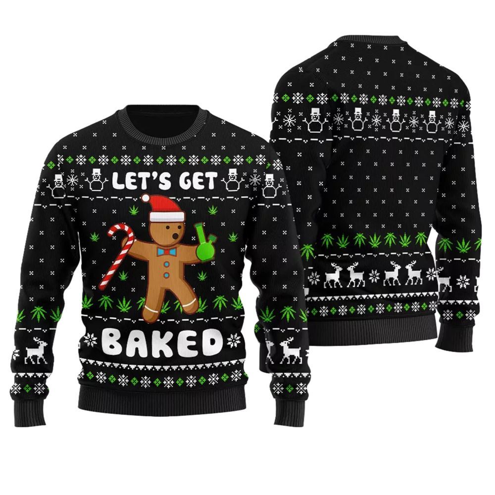 Lets Get Baked Inappropriate Ugly Sweater - Moonbestprint