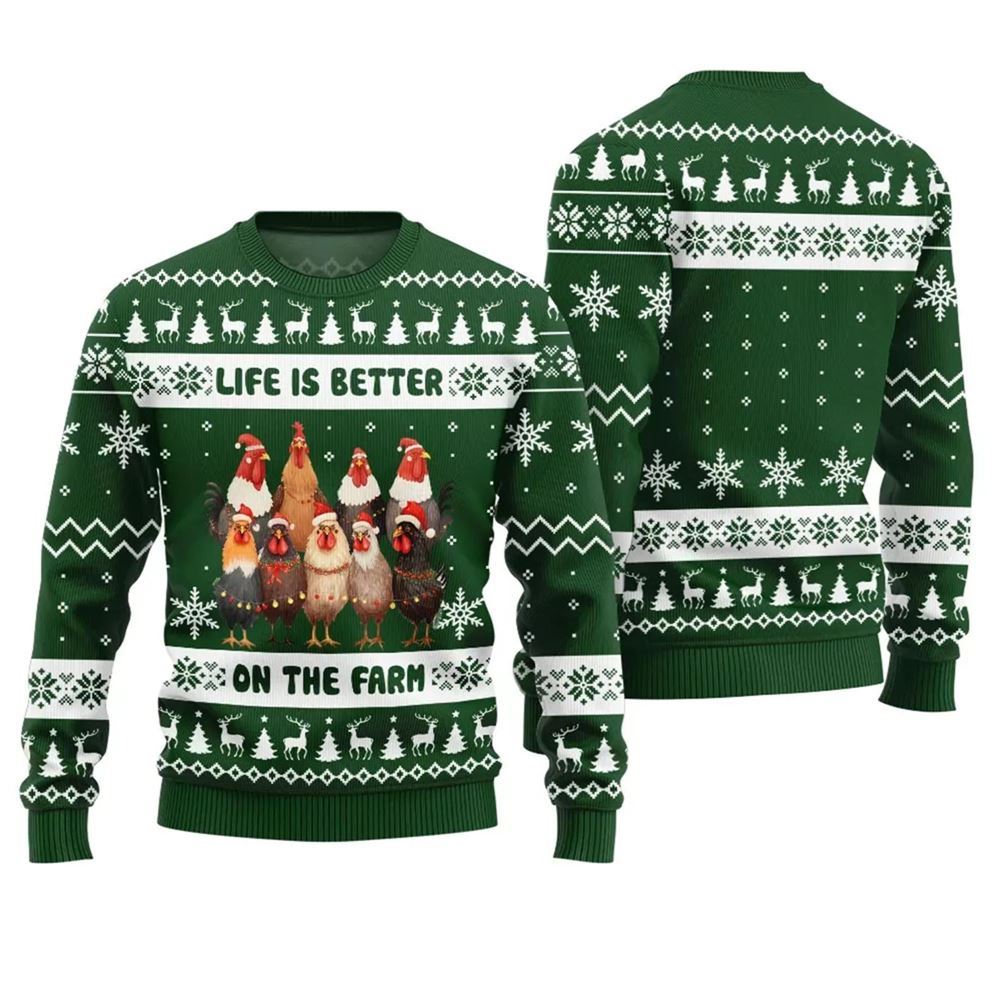 Life is Better on the Farm Chicken Christmas Sweater - Moonbestprint