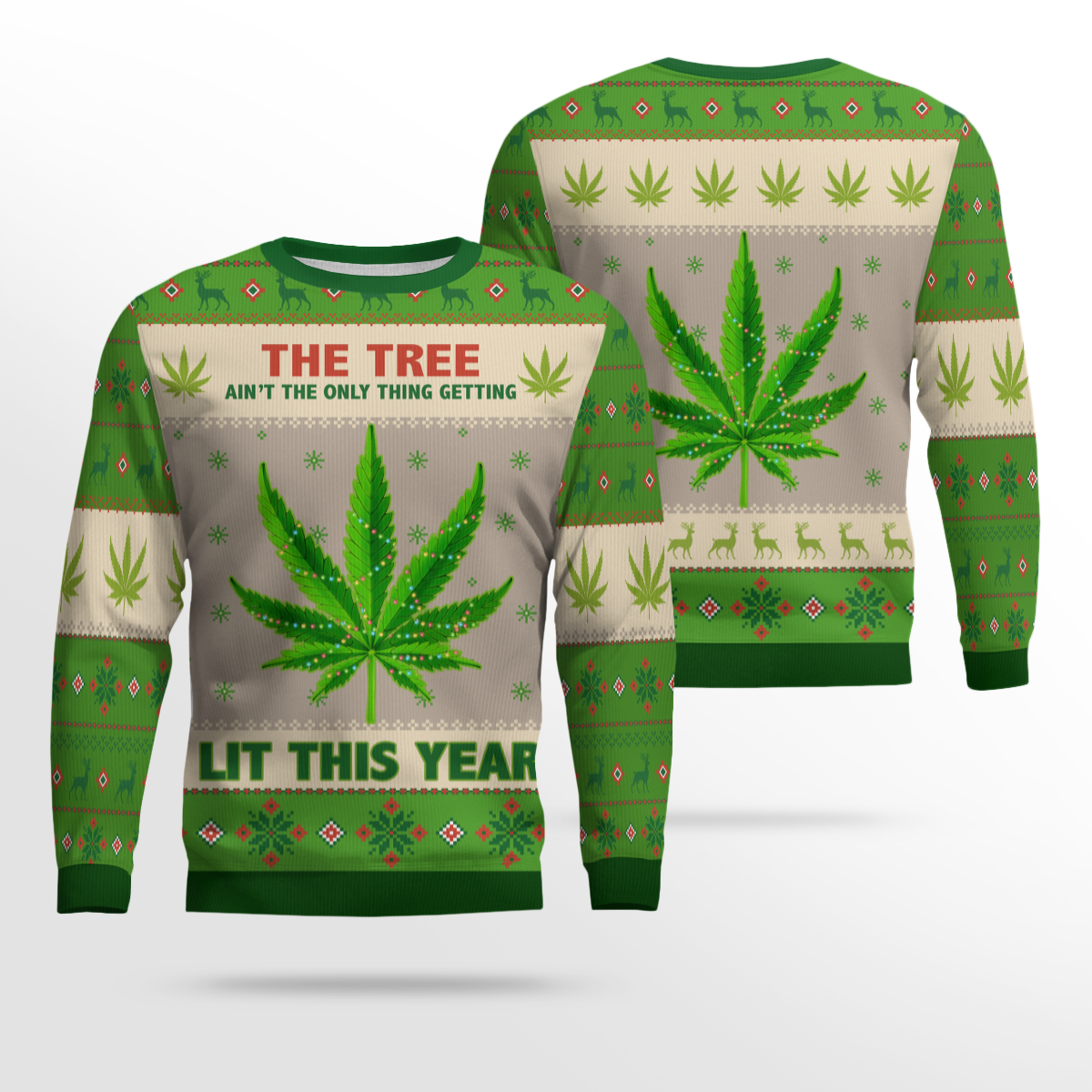 Lit This Year Weed Ugly Christmas Sweater – Moonbestprint