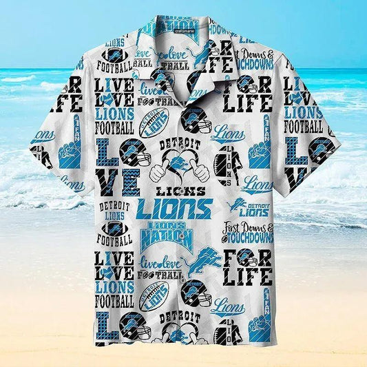 Live And Love Detroit Lions Football Nfl Hawaiian Graphic Print Short Sleeve Hawaiian Shirt, NFL Hawaiian Shirt Moonbestprint