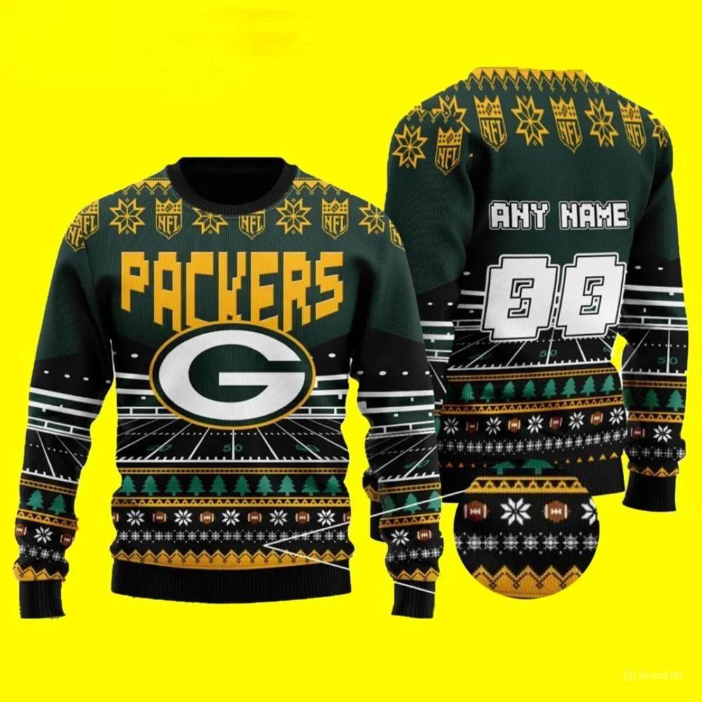 Logo Custom Green Bay Packers Ugly Christmas Sweater, NFL Christmas Sweater Moonbestprint
