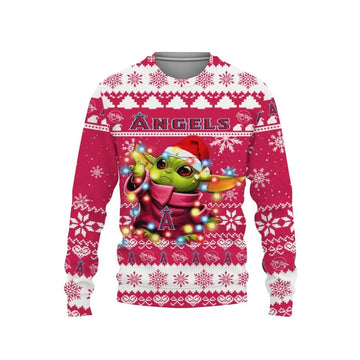 Los Angeles Angels Baby Yoda Star Wars Ugly Christmas Sweater, MLB Christmas Sweater Moonbestprint