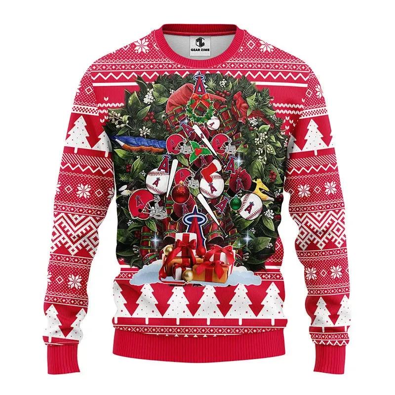 Los Angeles Angels Christmas Tree Ugly Christmas Sweater, MLB Christmas Sweater Moonbestprint