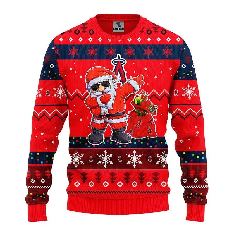 Los Angeles Angels Dabbing Santa Claus Ugly Christmas Sweater, MLB Christmas Sweater Moonbestprint