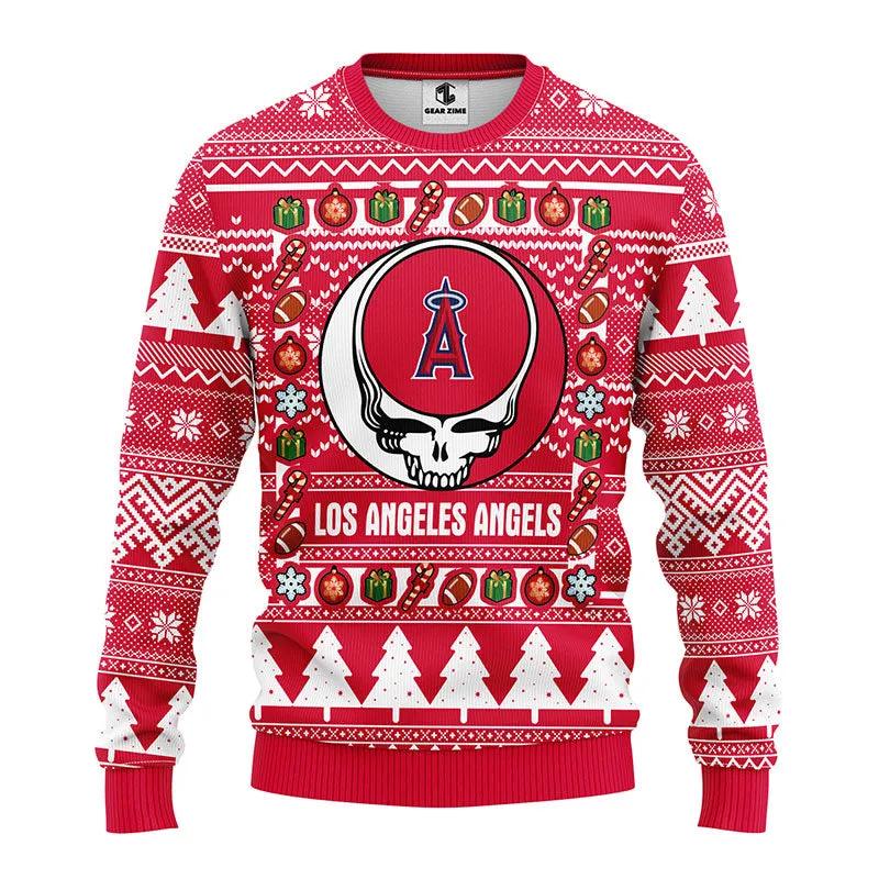 Los Angeles Angels Grateful Dead Ugly Christmas Sweater, MLB Christmas Sweater Moonbestprint